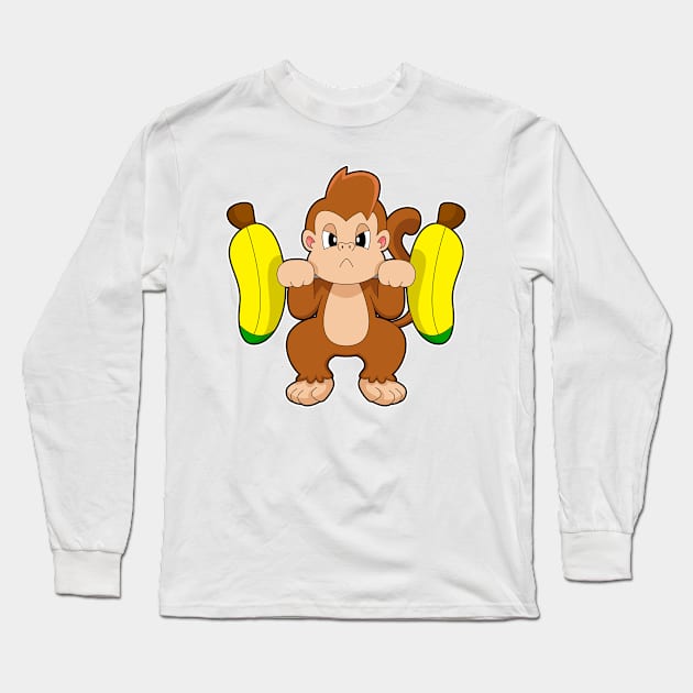 Monkey Banana Dumbbell Long Sleeve T-Shirt by Markus Schnabel